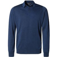 John Smedley Herren Pullover blau Merinowolle unifarben von John Smedley