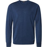 John Smedley Herren Pullover blau Merinowolle unifarben von John Smedley