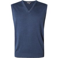 John Smedley Herren Pullunder blau Merinowolle unifarben von John Smedley