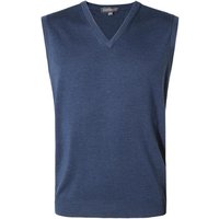 John Smedley Herren Pullunder blau Merinowolle unifarben von John Smedley