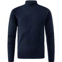 John Smedley Herren Stehkragenpullover blau Merino unifarben von John Smedley