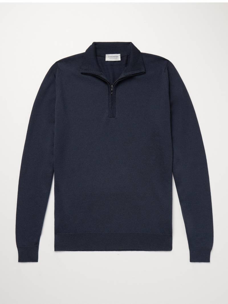 John Smedley - Tapton Slim-Fit Merino Wool Half-Zip Sweater - Men - Blue - XXL von John Smedley