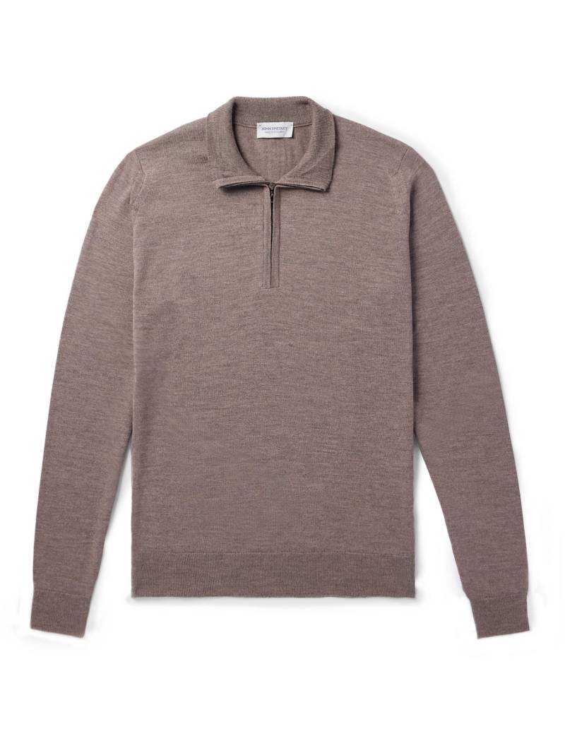 John Smedley - Tapton Slim-Fit Merino Wool Half-Zip Sweater - Men - Neutrals - XXL von John Smedley