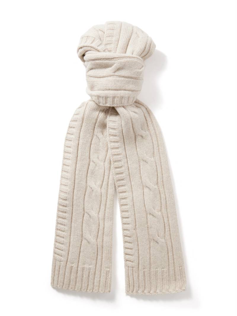 John Smedley - Wooton Cable-Knit Recycled-Cashmere and Merino Wool-Blend Scarf - Men - Neutrals von John Smedley
