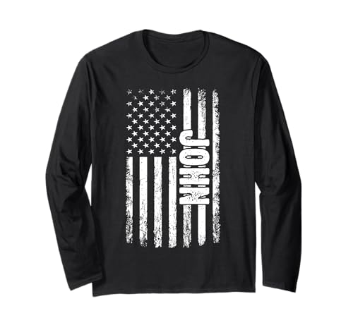 John Personal Name American Flag Retro Männer Frauen lustig Langarmshirt John Personal Name American Flag Retro Männer Frauen lustig Langarmshirt von John Specialized First Boy Männer nennen Tee