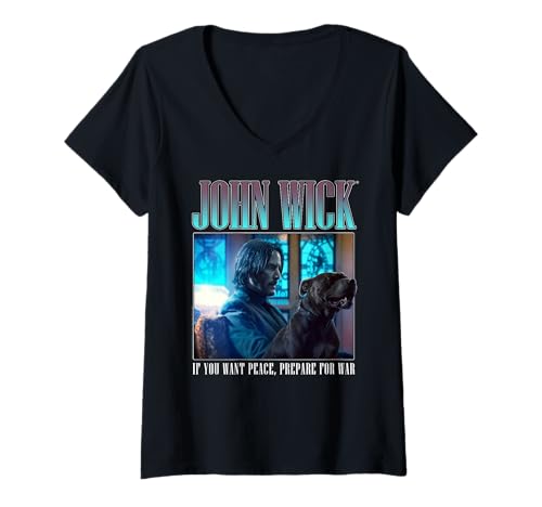 Damen John Wick 90's Bootleg Prepare for War Dog Action Movie T-Shirt mit V-Ausschnitt Damen John Wick 90's Bootleg Prepare for War Dog Action Movie T-Shirt mit V-Ausschnitt von John Wick