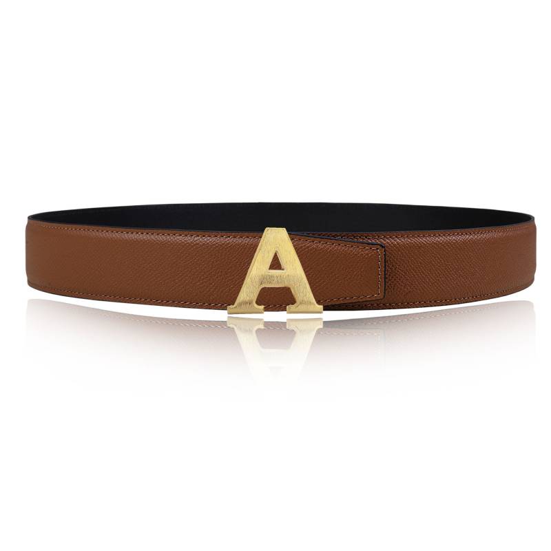 Handgemachter Ledergürtel in Cognac 32Mm 1, 25" Oder 40 Mm 1, 57" Kalbsleder Wendegürtel Mit A Schnalle Als Personalisierte Gürtelschnalle von JohnKreationen