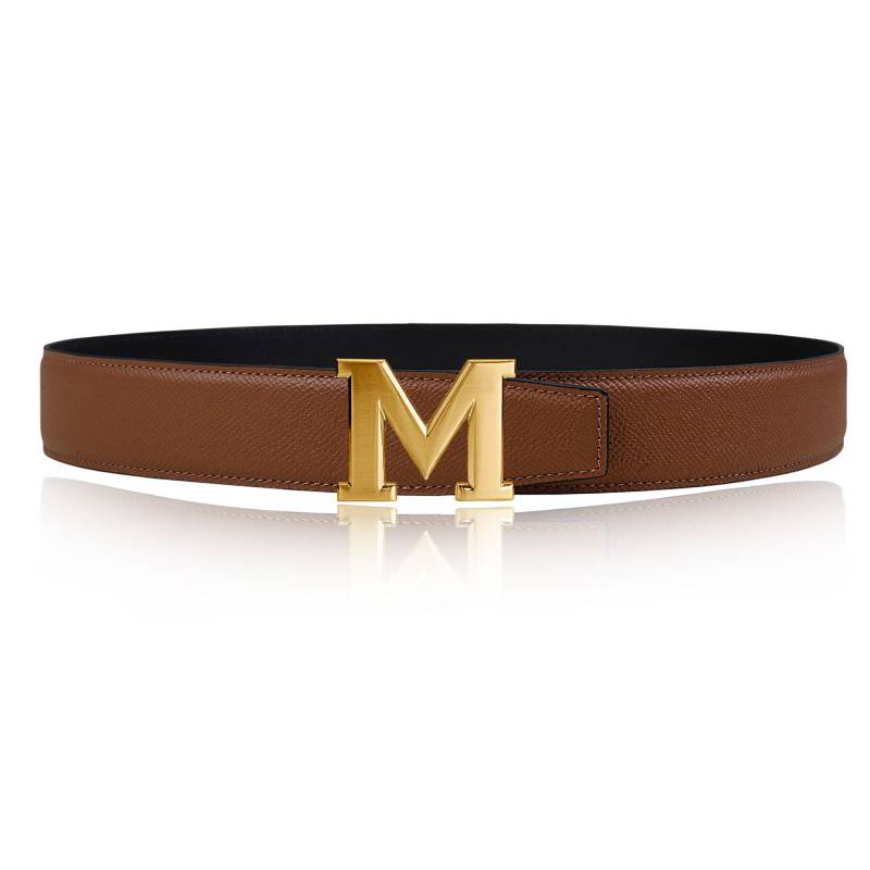 Handgemachter Ledergürtel in Cognac 32Mm 1, 25" Oder 40 Mm 1, 57" Kalbsleder Wendegürtel Mit M Schnalle Als Personalisierte Gürtelschnalle von JohnKreationen