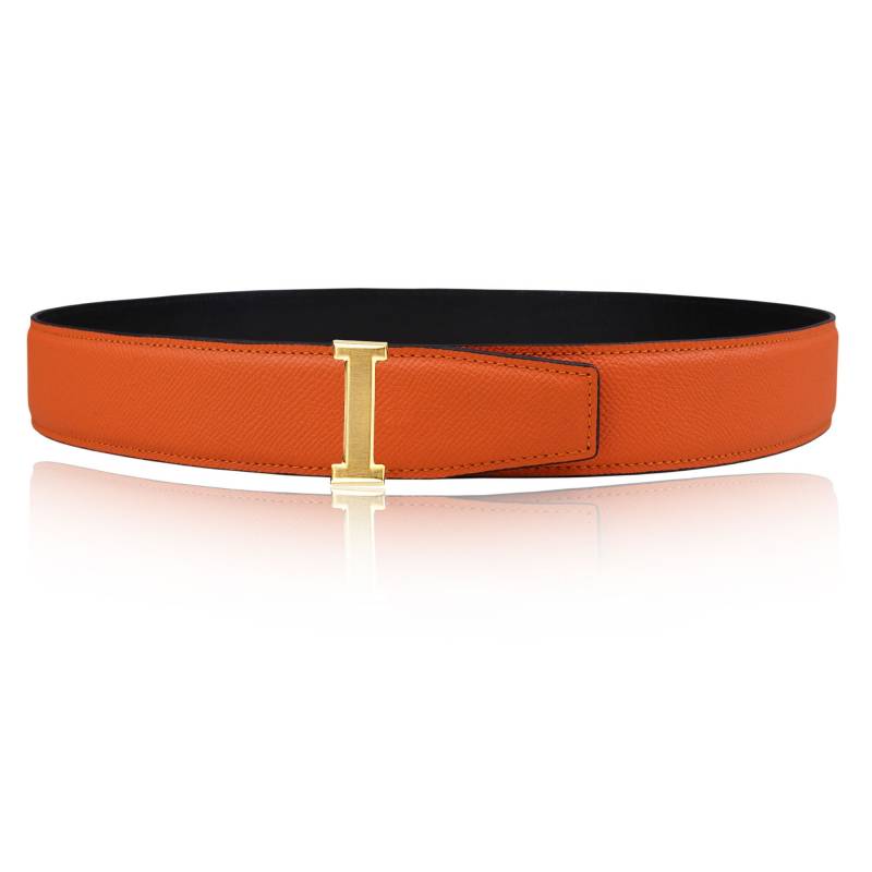 Handgemachter Ledergürtel in Orange 32Mm 1, 25" Oder 40 Mm 1, 57" Kalbsleder Wendegürtel Mit I Schnalle Als Personalisierte Gürtelschnalle von JohnKreationen