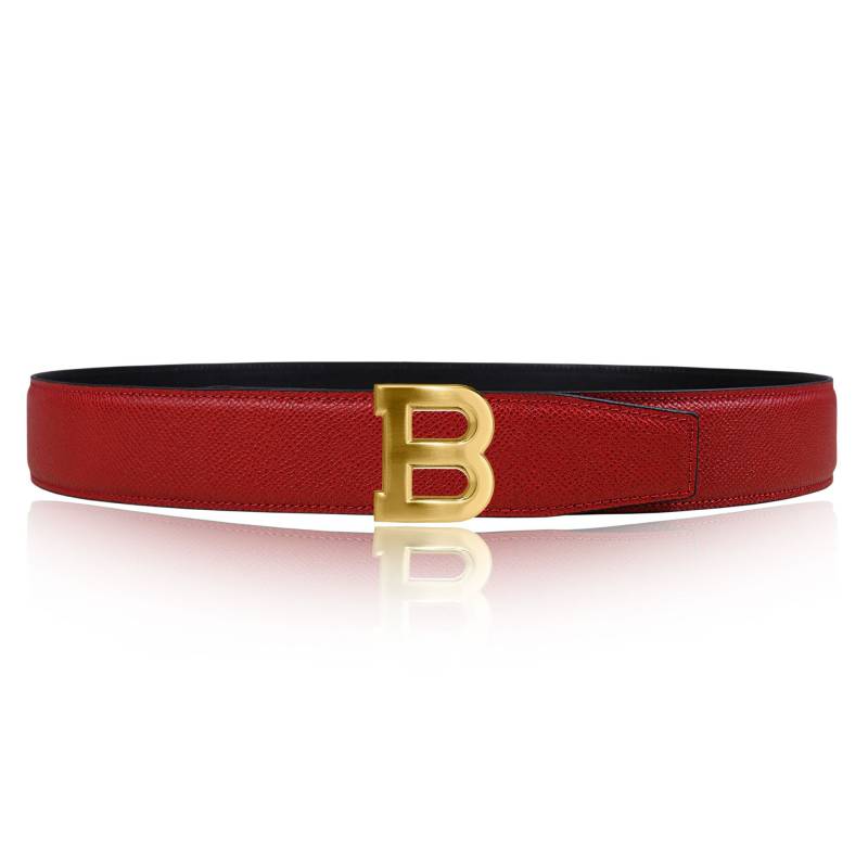 Handgemachter Ledergürtel in Rot 32Mm 1, 25" Oder 40 Mm 1, 57" Kalbsleder Wendegürtel Mit B Schnalle Als Personalisierte Gürtelschnalle von JohnKreationen