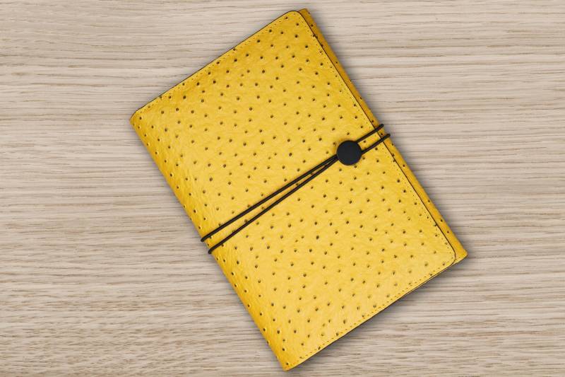 Leder Organizer A5 Straußenleder Gelb Für Moleskine-Notizbuch-Kalender, Leuchtturm | Kalender Schutzhülle Skizzenbücher Lederhülle von JohnKreationen