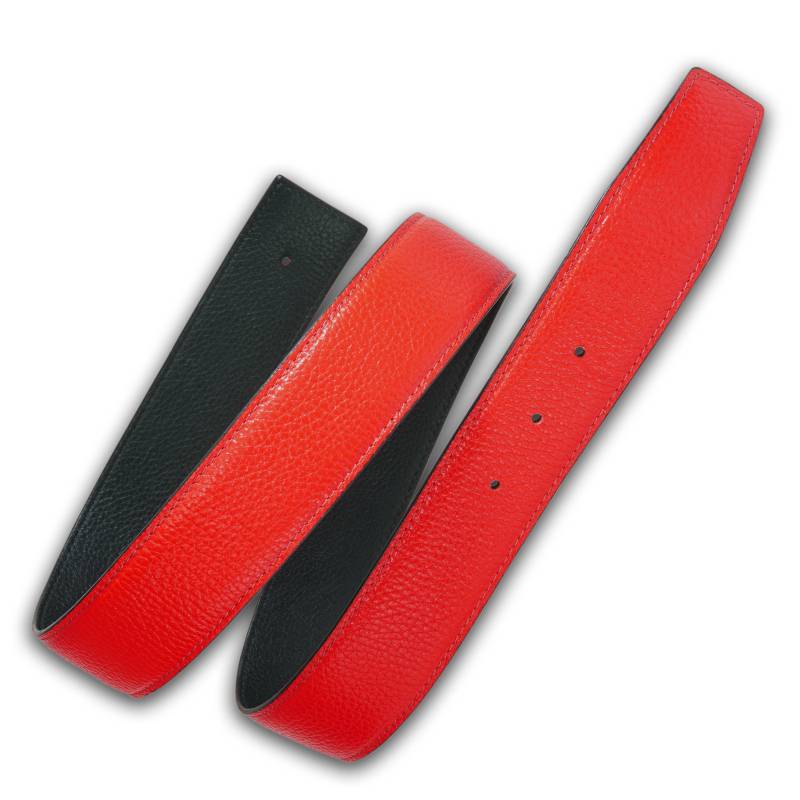 Reversible Leather Belt Red 32mm 1, 25" Or 40mm 1, 5" Without H Buckle Handmade Gift For Christmas Day Personalized Possible von JohnKreationen