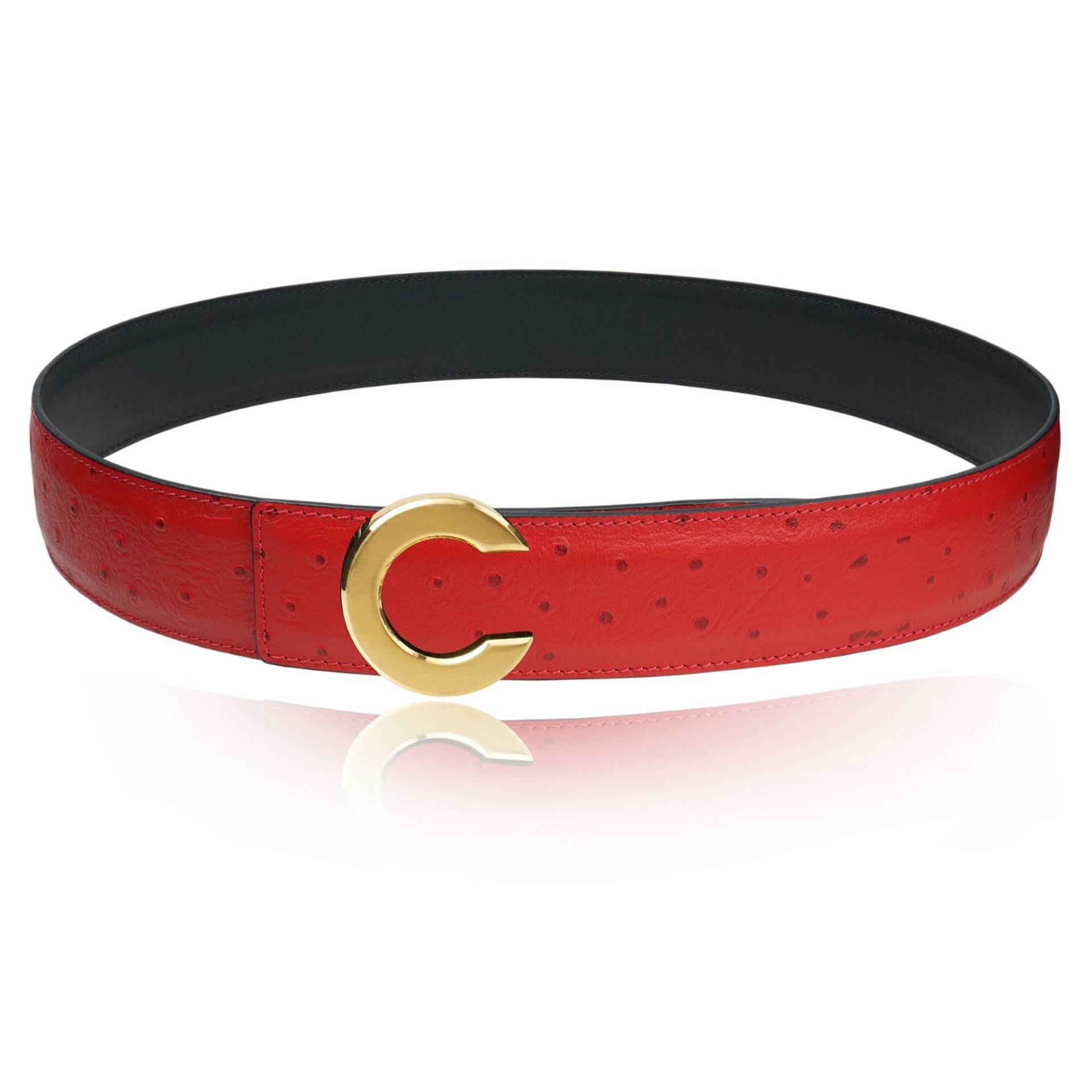 Wendegürtel Gürtel Straußenleder Rot 40 Mm 1, 5" Mit C-Schnalle Personalisierte Gürtelschnalle Weihnachtsgeschenk von JohnKreationen