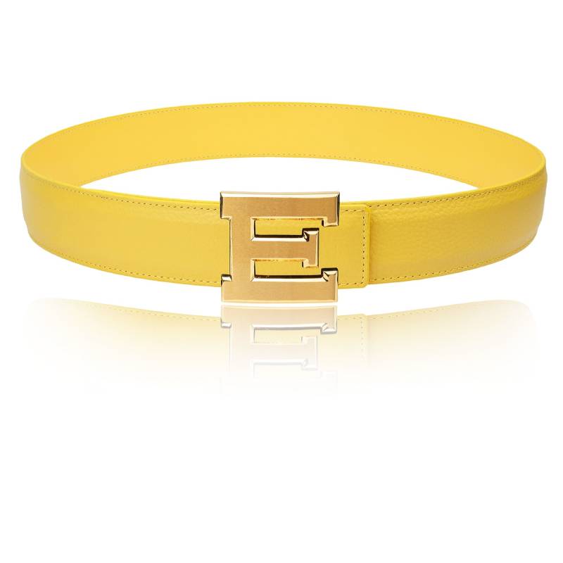 Wendegürtel Ledergürtel Mit Gelb 40mm 1, 5" Gürtel E-Schnalle Personalisierte Gürtelschnalle Weihnachtsgeschenk von JohnKreationen