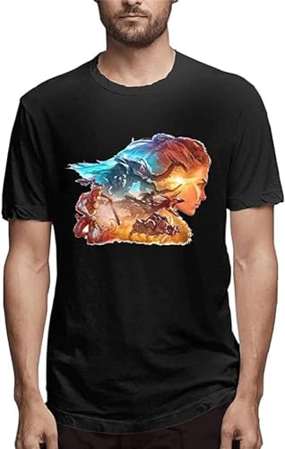 Aloy Sun Hawk T T-Shirts Hemden Horizon Forbidden West Vintage Printed T-T-Shirts Hemden 100 Cotton Kawaii Tees Crew Neck Oversized Tops Black Black(Small) von Johniel