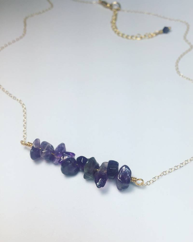 Amethyst Bar Halskette 14 K Gold Gefüllt Kette 18" Lang Verstellbar Lila Und Echte Edelstein Amethyst Bar Halskette 14 K Gold Gefüllt Kette 18" Lang Verstellbar Lila Und Echte Edelstein von JohnnaJoyDesigns