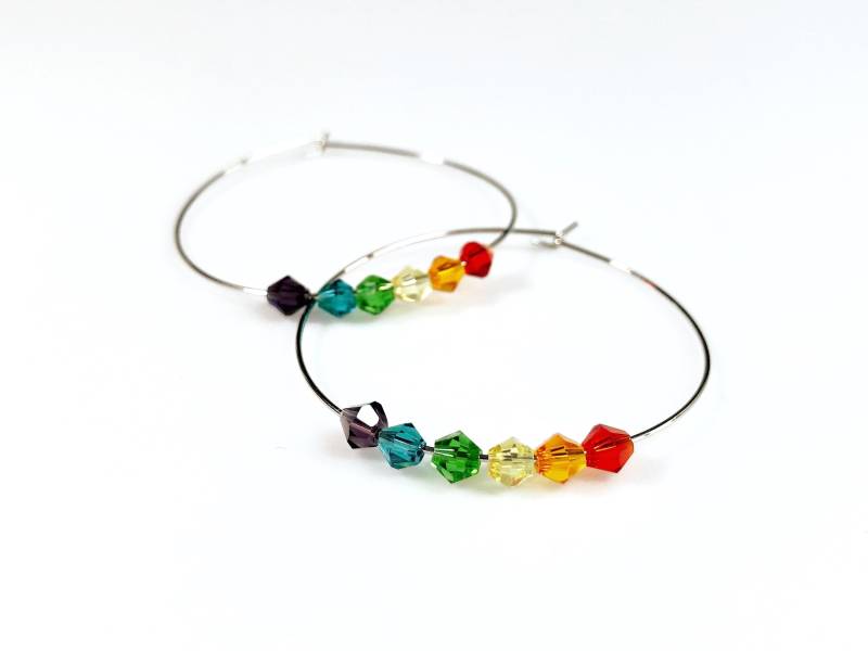 Regenbogen Kristall Creolen Ohrringe Flagge Transgender Pansexuell Bisexuell lbgtq+ Regenbogen Kristall Creolen Ohrringe Flagge Transgender Pansexuell Bisexuell lbgtq+ von JohnnaJoyDesigns