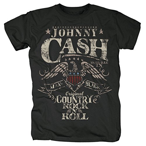 Johnny Cash Herren Band T-Shirt - Rock n Roll, Schwarz, L von Johnny Cash