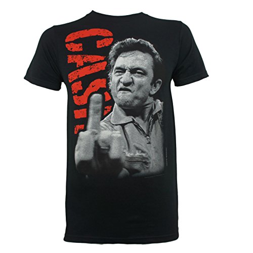 Johnny Cash - - Männer The Finger T-Shirt, Large, Black von Johnny Cash