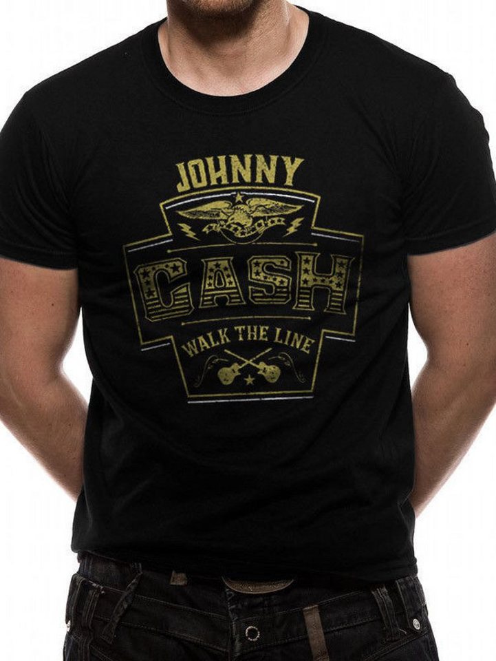 Johnny Cash Print-Shirt Johnny Cash T-Shirt Walk The Line Herren Schwarz Johnny Cash Band T-Shirt von Johnny Cash