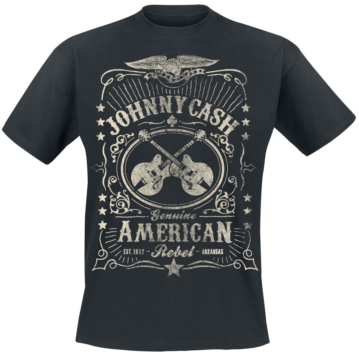 Johnny Cash T-Shirt - American Rebel - S bis 4XL - für Männer - Größe 3XL - schwarz  - Lizenziertes Merchandise! von Johnny Cash