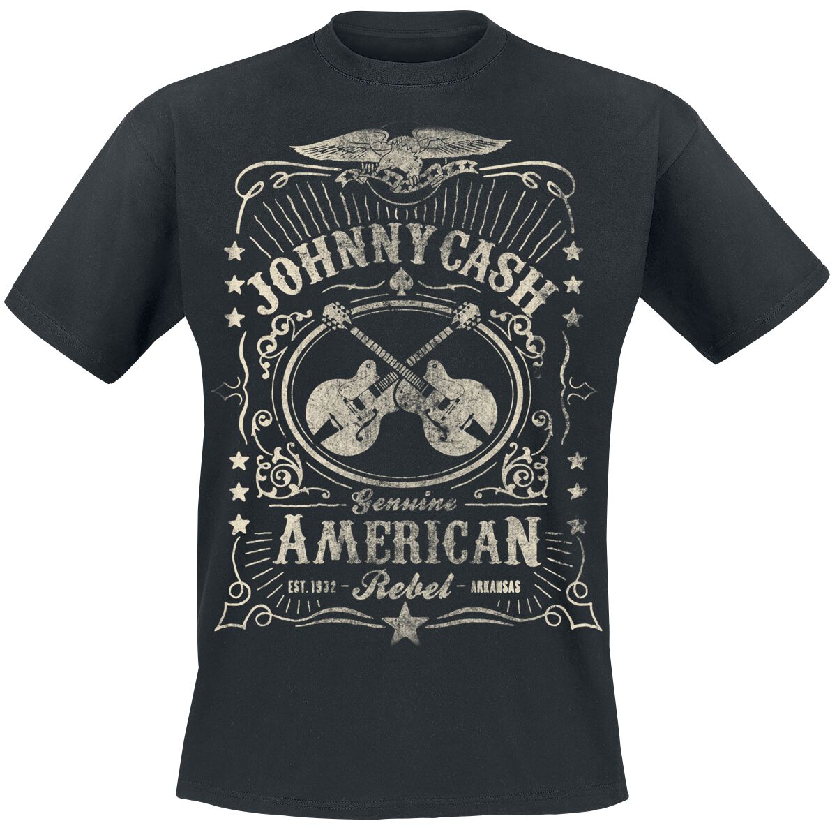 Johnny Cash T-Shirt - American Rebel - S bis 4XL - für Männer - Größe M - schwarz  - Lizenziertes Merchandise! von Johnny Cash