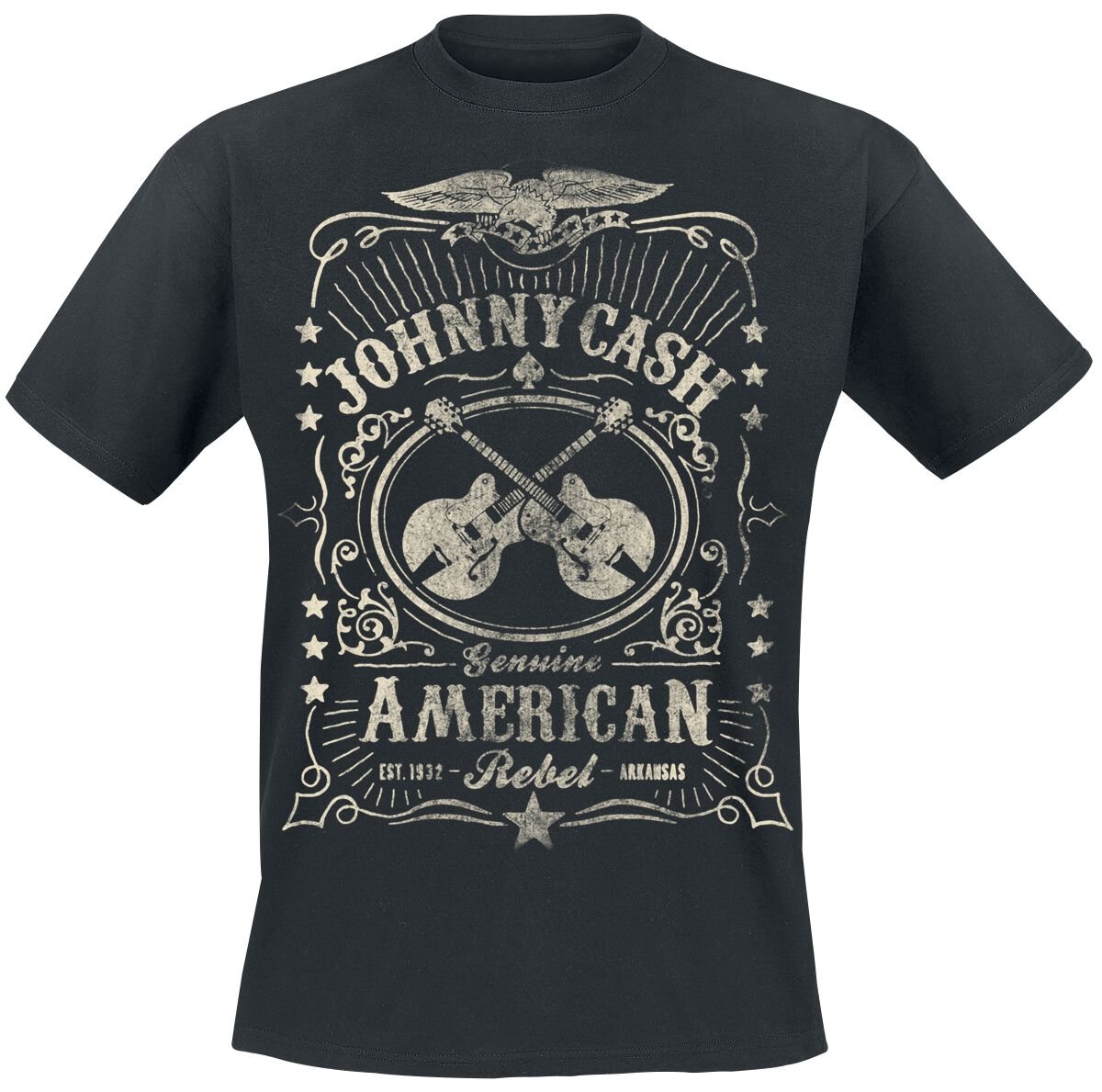 Johnny Cash T-Shirt - American Rebel - S bis 4XL - für Männer - Größe XXL - schwarz  - Lizenziertes Merchandise! von Johnny Cash