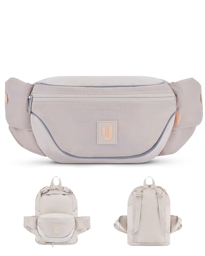 Johnny Urban Bauchtasche Damen & Herren Beige - Jimmy - 2in1 Hüfttasche mit Rucksackfunktion - Faltbarer Rucksack für Festival - Multifunktional & Wasserabweisend von Johnny Urban