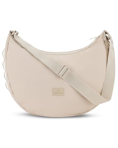 Johnny Urban Crossbody Bag Damen Herren Beige - Kaia XL - Bauchtasche im Halbmond Stil - Moon Bag - Tasche mit 16 Zoll Laptopfach - Wasserabweisend von Johnny Urban
