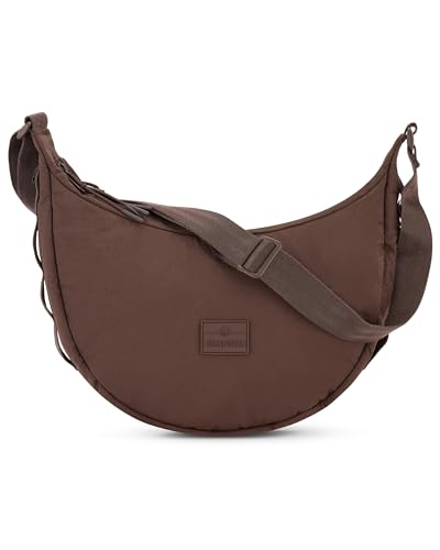 Johnny Urban Crossbody Bag Damen Herren Braun - Kaia Medium (früher Small) - Puffer Moon Bag - Umhängetasche im Halbmond Stil - Tasche mit Verstellbarem Gurt - Wasserabweisend von Johnny Urban