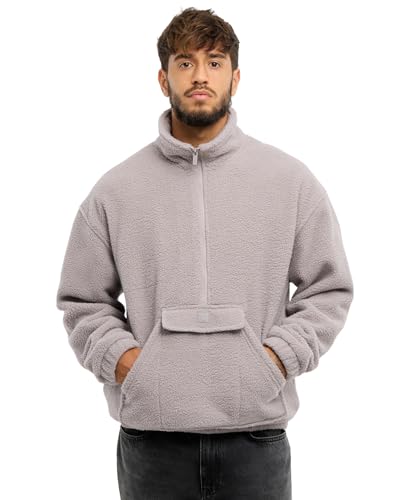Johnny Urban Fleecepullover Herren Grau - Ruben - Pulli mit Reißverschluss - Half Zip Sweater aus Fleece - Warmer Oversized Troyer Mit Kängurutasche - Stehkragen von Johnny Urban