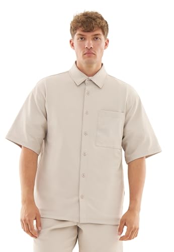 Johnny Urban Hemd Herren Kurzarm Beige - Mason - Oversize Kurzarmhemd mit Brusttasche - Casual Shirt für Sommer, Urlaub, Festival - Freizeithemd mit 240 GSM - Einfarbig Johnny Urban Hemd Herren Kurzarm Beige - Mason - Oversize Kurzarmhemd mit Brusttasche - Casual Shirt für Sommer, Urlaub, Festival - Freizeithemd mit 240 GSM - Einfarbig von Johnny Urban