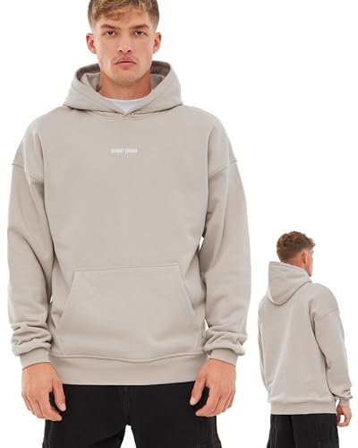 Johnny Urban Hoodie Damen & Herren Oversize Beige - Cody Logo Print - Basic Kapuzenpullover mit Oversized Fit - Pullover Sweatshirt mit Kapuze & Schwerem Stoff - Einfarbig von Johnny Urban
