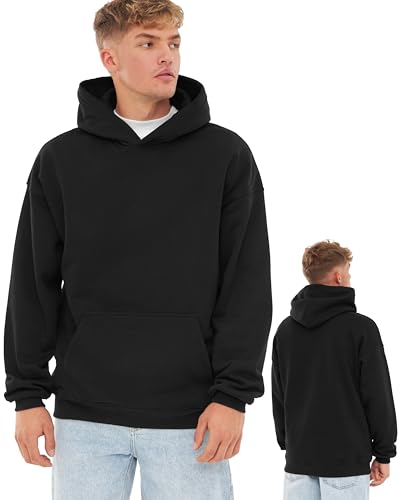 Johnny Urban Hoodie Damen & Herren Oversize Schwarz - Cody - Basic Kapuzenpullover mit Oversized Fit - Pullover Sweatshirt mit Kapuze & Schwerem Stoff - Einfarbig von Johnny Urban