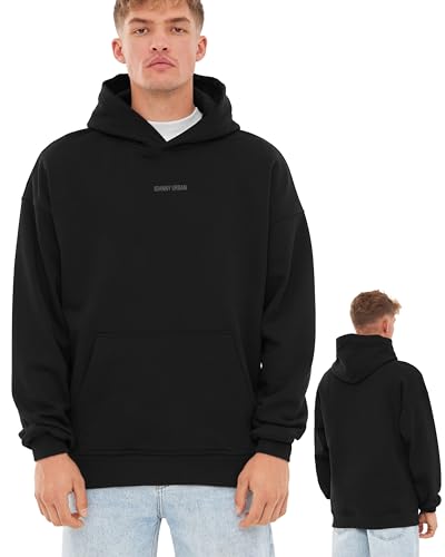 Johnny Urban Hoodie Damen & Herren Oversize Schwarz - Cody Logo Print - Basic Kapuzenpullover mit Oversized Fit - Pullover Sweatshirt mit Kapuze & Schwerem Stoff - Einfarbig von Johnny Urban