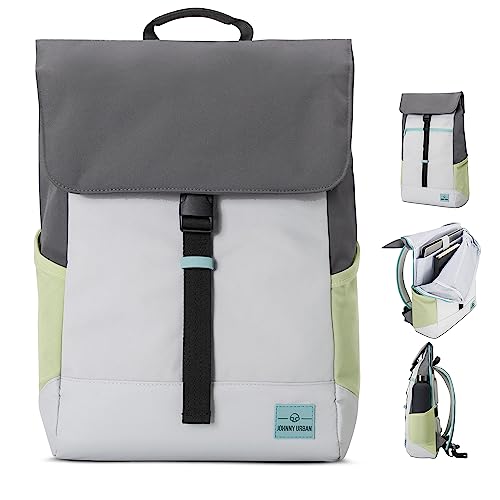 Johnny Urban Laptop Rucksack Damen & Herren & Herren Grau Grün - Mika - Moderner Notebook Backpack für Schule, Uni, Fahrrad - 14L - Stylischer Backpack - Wasserabweisend von Johnny Urban