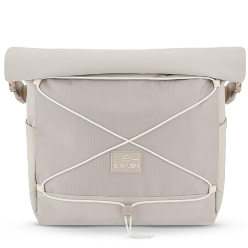 Johnny Urban Messenger Bag Herren Damen Beige - Dylan - Rolltop Schultertasche mit abnehmbaren Schultergurt - Zubehör für Travel Outdoor Camping Rucksack - Viele Taschen & Fächer von Johnny Urban