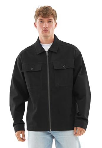 Johnny Urban Overshirt Herren Schwarz - Cameron - Oversize Jacke für Frühling & Sommer - Hemdjacke mit Reißverschluss - Freizeithemd - 100% Baumwolle von Johnny Urban