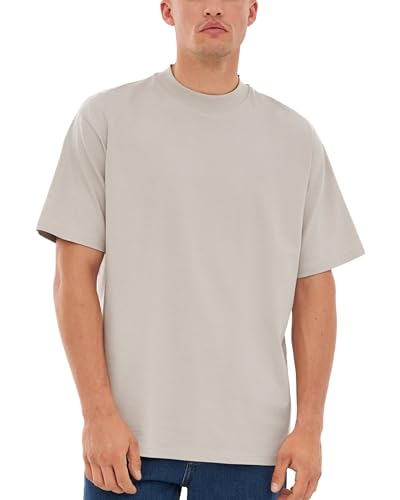 Johnny Urban Oversized Tshirt Herren & Damen Beige - Sammy - Heavy Basic Kurzarm T-Shirt Oversize - Enganliegender Kragen - Unisex - 100% Baumwolle - Einfarbig von Johnny Urban