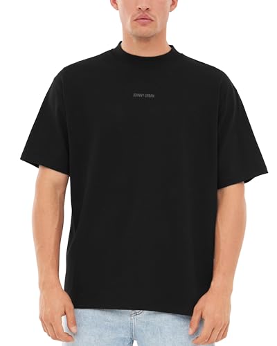 Johnny Urban Oversized Tshirt Herren & Damen Schwarz - Sammy - Heavy Basic Kurzarm T-Shirt Oversize - Enganliegender Kragen - Unisex - 100% Baumwolle - Einfarbig von Johnny Urban