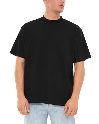 Johnny Urban Oversized Tshirt Herren & Damen Schwarz - Sammy - Heavy Basic Kurzarm T-Shirt Oversize - Enganliegender Kragen - Unisex - 100% Baumwolle - Einfarbig von Johnny Urban