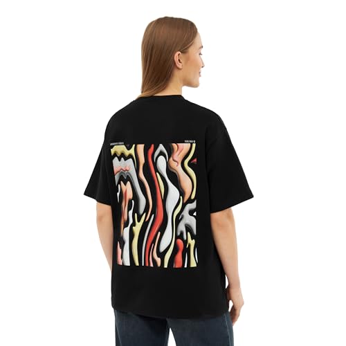 Johnny Urban Oversized Tshirt Herren & Damen Schwarz - Sammy Lava Print - Heavy Basic Kurzarm T-Shirt Oversize - Enganliegender Kragen - Unisex - 100% Baumwolle - Back Printing von Johnny Urban