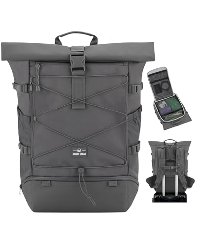 Johnny Urban Reiserucksack Damen & Herren Grau - Allen Travel L - 37L Rolltop Rucksack Groß Handgepäck - Idealer Backpack für Reisen Ausflüge Trips - Wasserabweisend von Johnny Urban