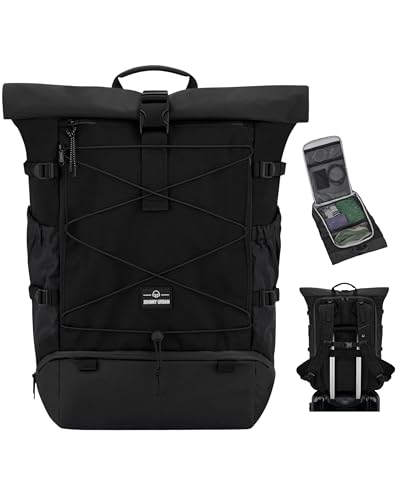 Johnny Urban Reiserucksack Damen & Herren Schwarz - Allen Travel L - 37L Rolltop Rucksack Groß Handgepäck - Idealer Backpack für Reisen Ausflüge Trips - Wasserabweisend von Johnny Urban