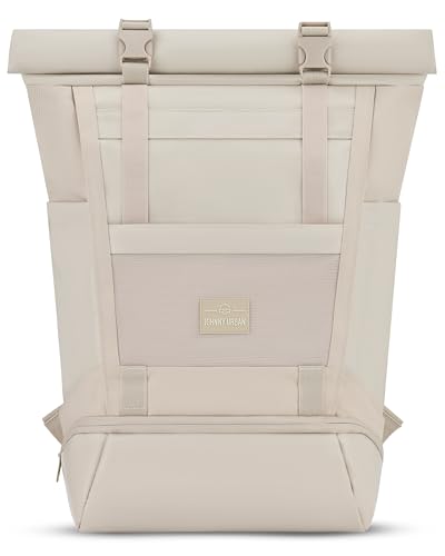 Johnny Urban Rolltop Rucksack Damen & Herren Beige - Ashton - Tagesrucksack mit Laptopfach für Uni Arbeit Reise - Großer Backpack mit Extra Schuhfach - Wasserabweisend von Johnny Urban