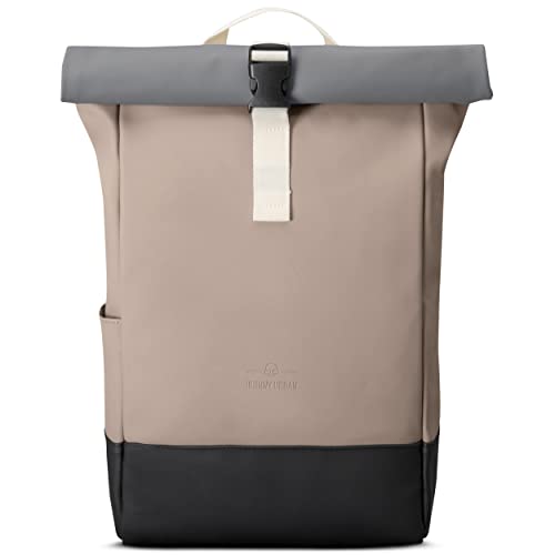 Johnny Urban Rucksack Damen Beige - Harvey Medium - Rolltop Mit Laptopfach für Uni Business City - 15L - Matte PU Beschichtung - Wasserabweisend von Johnny Urban