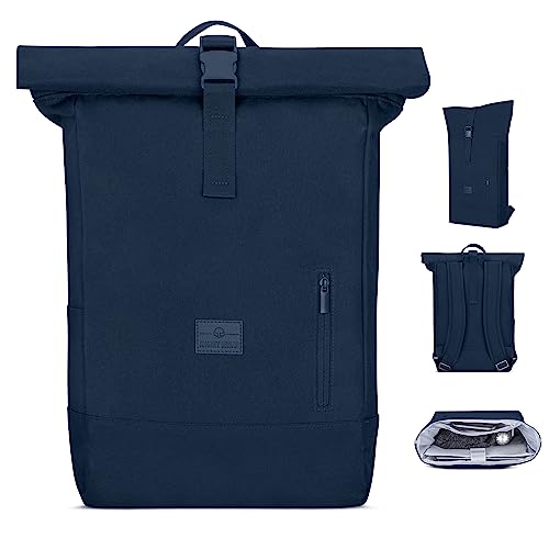 Johnny Urban Rolltop Rucksack Damen & Herren Dunkelblau - Robin Large - Tagesrucksack mit 16 Zoll Laptopfach - Recyceltes PET - 18-22L - Wasserabweisend von Johnny Urban