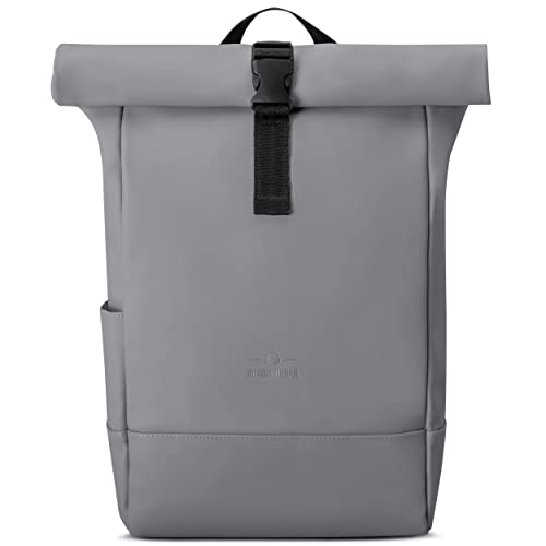 Johnny Urban Rucksack Damen & Herren Grau - Harvey Medium - Rolltop Mit Laptopfach für Uni Business City - 15L - Matte PU Beschichtung - Wasserabweisend von Johnny Urban