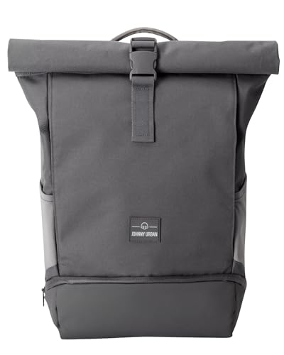 Johnny Urban Rucksack Damen & Herren Grau - Allen Medium - Rolltop Mit Laptopfach für Uni Fahrrad Business - 15L - Nachhaltig - Wasserabweisend von Johnny Urban