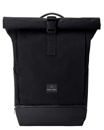 Johnny Urban Rucksack Damen & Herren Schwarz - Allen Medium - Rolltop Mit Laptopfach für Uni Fahrrad Business - 15L - Nachhaltig - Wasserabweisend von Johnny Urban